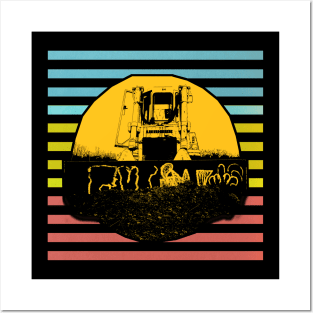 Bulldozer retro design Posters and Art